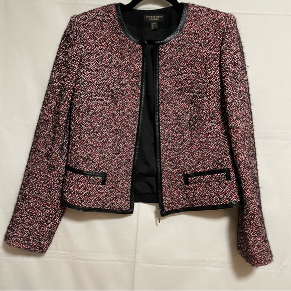 PORTFOLIO LOUBEN ZIP UP BLAZER WOOL COTTON MOHAIR ALPACA POLIAMIDE BLEND SIZE 8 - Picture 3 of 14